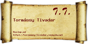 Tormássy Tivadar névjegykártya